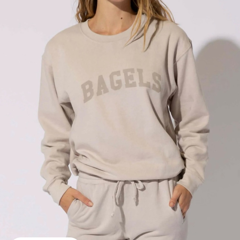 Sub Urban Riot “Bagels” Tan Women's Sweatshirt Size Medium